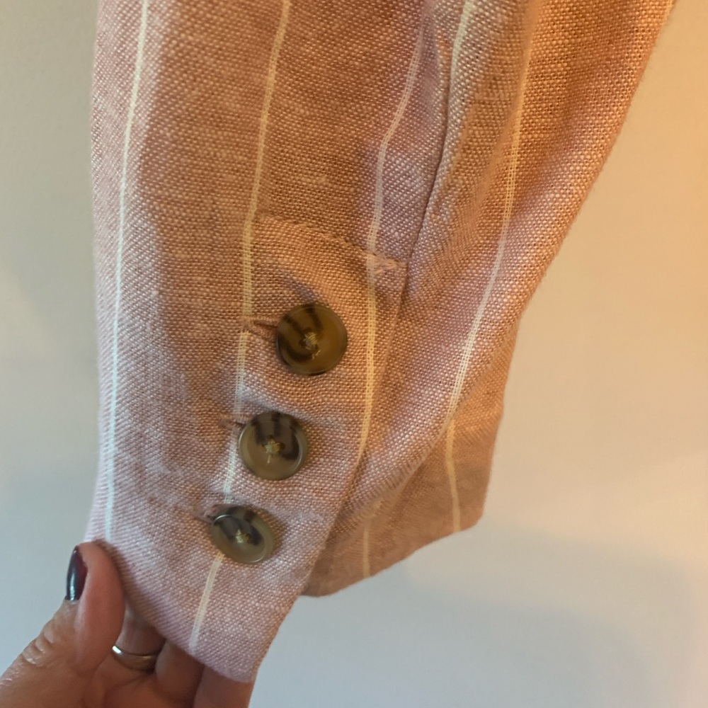 Linen Blend Dusty Rose Pinstripe Oversized Blazer - Picture 6 of 8